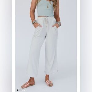 Three Bird Nest SO COMFY WIDE LEG PANT CROPPED, Size MEDIUM, Beige/Bone